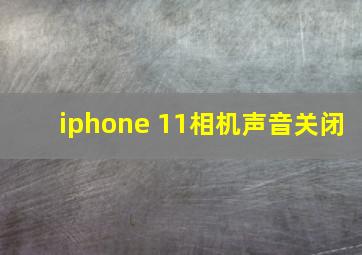 iphone 11相机声音关闭